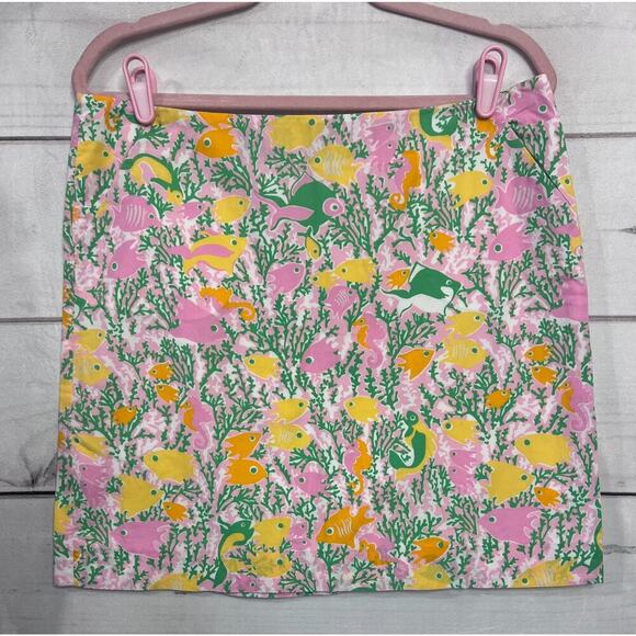 Lilly Pulitzer Size 10 Skirt Pink With Fish Print Preppy EUC Adorable! - Picture 1 of 3